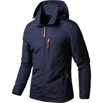 Pánský kabát Pánská vojenská větrovka – kapuce, voděodolná úprava Barva: Modrá, Velikost: XL