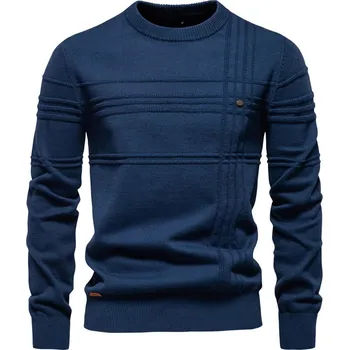 Pánský svetr Pánský bavlněný svetr – proužkovaný, teplý, pohodlný Velikost: M, Barva (Varianta): SW239-blue