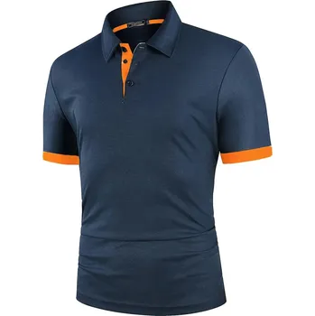 Pánské tričko Letní pánské polo triko – kontrastní límec, streetwear Velikost: S, Barva (Varianta): navy orange