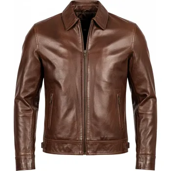 Pánská Kožená Bunda Tisso Aziz Brown Brixton Hnědá Velikost: 5XL