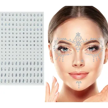 Karnevalový doplněk Kamínky na obličej - stříbrné