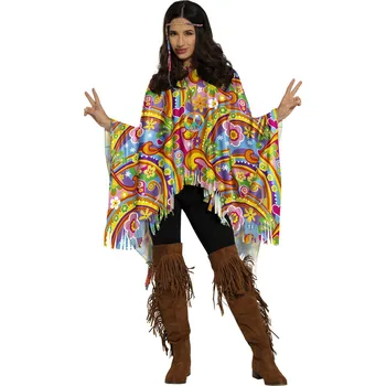 Karnevalový kostým Pončo - Hippie barevné