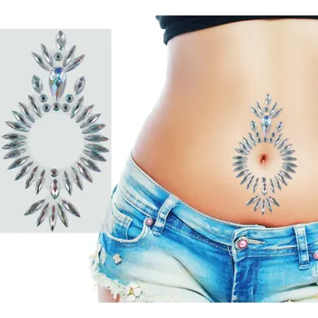 Karnevalový doplněk Kamínky na pupík - stříbrné