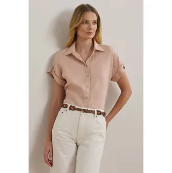 Pánská košile Lněná košile Lauren Ralph Lauren zelená barva, relaxed, s klasickým límcem, 200699152 24X, vel. XL