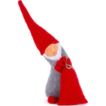 Vánoční dekorace MagicHome Vianoce Postavička MagicHome Vianoce, Škriatok s vrecom, červený, látkový, 13x10x43 cm