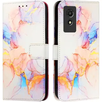 Pouzdro na tablet VSECHNONAMOBIL 80020 ART MARBLE Peněženkový kryt pro TCL 501 WHITE ORANGE