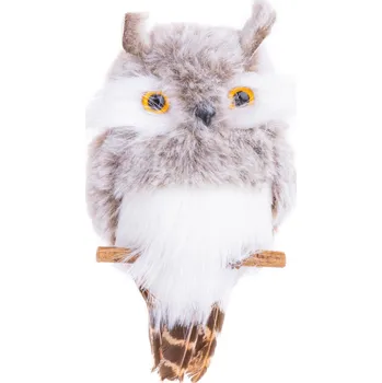 Vánoční dekorace MagicHome Vianoce Dekorace MagicHome Sova závěsná šedá péřová, 18x8x4,5cm