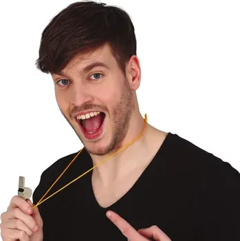 Karnevalový doplněk 4 kovové píšťalky