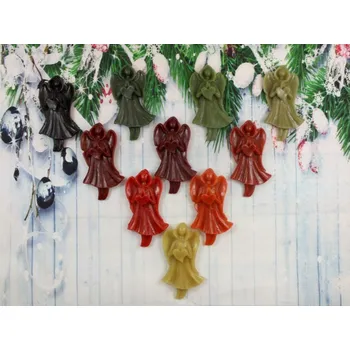 Vánoční ozdoba Ozdoba ze včelího vosku andělka srdce tmavě červené