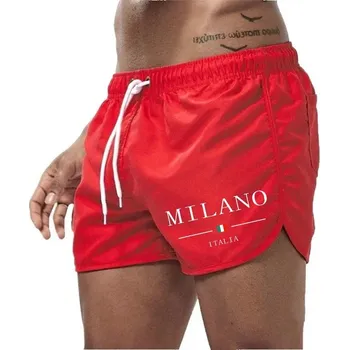 Pánské kraťasy Pánské plavky – rychleschnoucí šortky s potiskem Barva: Červená, Velikost: 3XL