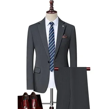 Pánský oblek Stylový business oblek – dvoudílný set na společenské akce Velikost: XL, Barva (Varianta): Tmavě šedá