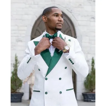 Pánské sako Žakárové sako – svatební styl se šálovým límcem Velikost: S, Barva (Varianta): Zelená