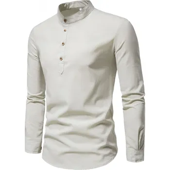 Pánská košile Pánská bavlněná košile – stojáček, dlouhý rukáv, elegantní Velikost: 3XL, Barva (Varianta): M301--grey