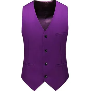 Pánské sako Jednobarevná pánská svatební vesta v business stylu Velikost: 3XL, Barva (Varianta): Fialová