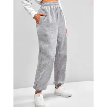 Dámské měkké tepláky s vysokým pasem a gumou v pase Barva: Šedá, Velikost: S