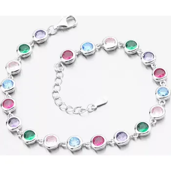 Šperk Dámský náramek stříbro 925 zirkon barevnými PKL-4037 PKL-4034 délka 17 cm