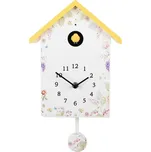 Bílo-žluté hodiny kukačky s květy Koekoeksklok – 20x10x26 cm