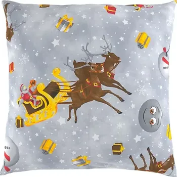 Povlak na dekorativní polštářek Kvalitex Vánoční povlak na polštář SNĚHULÁCI šedí