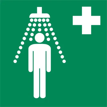 Cedule Bezpečnostní sprcha, ISO 7010, fólie, fotoluminiscenční, samolepicí, 200x200 mm, BJ = 5 ks