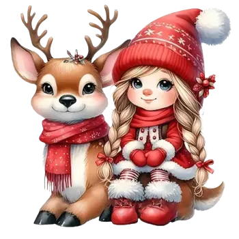 Nášivka Nažehlovací obrázek - holčička se sobem III (22,0 x 22,0 cm)