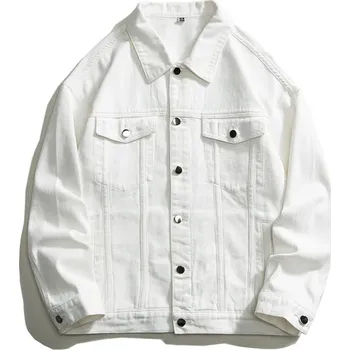 Pánská oversize džínová bunda – stylová streetwear klasika Barva: Bílá, Velikost: 4XL