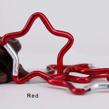 Hliníková karabina ve tvaru hvězdy | závěsný háček, klíčenka 1 ks - Červený