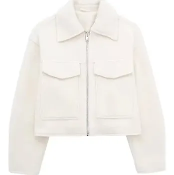 Dámská softshellová bunda Dámská vintage bunda se zipem a kapsami Barva: Bílá, Velikost: S