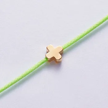 Náramek Pletený náramek se symbolem | šperk - zelená (kříž)