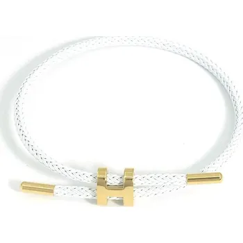 Náramek Pletený vintage náramek pro páry s ocelí | šperk - Bílý