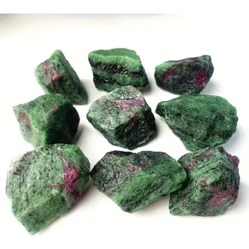 Přírodní rubín v zoisitu surový krystal | harmonizující kámen, meditační krystal - Zelený , 120 g