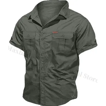 Pánská košile Pánská pracovní košile – krátký rukáv, více kapes Barva: Tmavě Zelená, Velikost: XXS