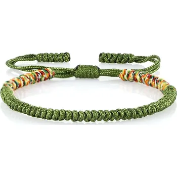 Náramek Nastavitelný pletený tibetský náramek štěstí | unisex doplněk - Zelený