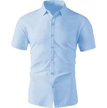 Pánská košile Pánská letní košile – krátký rukáv, nemačkavá, pohodlná Barva: Světle Modrá, Velikost: 4XL