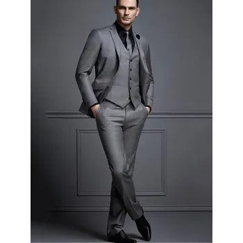 Slim fit oblek pro ženicha – sako, vesta a kalhoty Velikost: 4XL, Barva (Varianta): Tmavě šedá