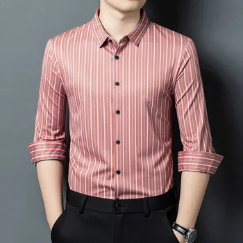 Pánská košile Pruhovaná business košile – elegantní styl s elastickým vláknem Velikost: 3XL, Barva (Varianta): Červená