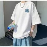 Pánské tričko s potiskem hory – volný korejský střih Velikost: 7XL, Barva (Varianta): Bílá