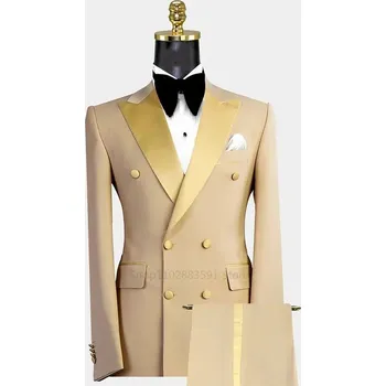 Pánský oblek Dvoudílný společenský oblek – slavnostní střih pro ženicha Velikost: 5XL, Barva (Varianta): Khaki