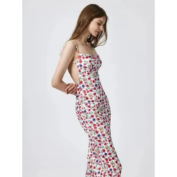 Dámské šaty Dámské letní šaty s květinovým vzorem – štíhlý střih Barva: Barevná, Velikost: L