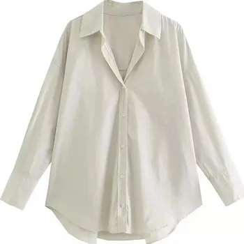 Dámská košile Dámská oversize košile – dlouhý rukáv, pestrý vzor Barva: Béžová, Velikost: M