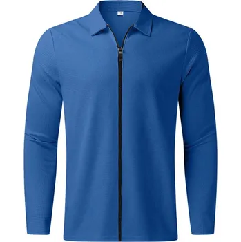 Pánská mikina Pánská polo mikina na zip – venkovní sportovní styl Barva: Safírová, Velikost: M