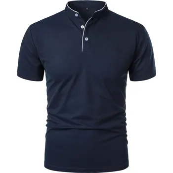 Pánské oblečení Pánské polo triko – volný střih s límečkem na léto Barva: Tmavě Modrá, Velikost: XL