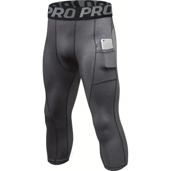 Pánské kalhoty Pánské sportovní legíny – 3/4 délka, kompresní a rychleschnoucí Barva: Šedá, Velikost: L
