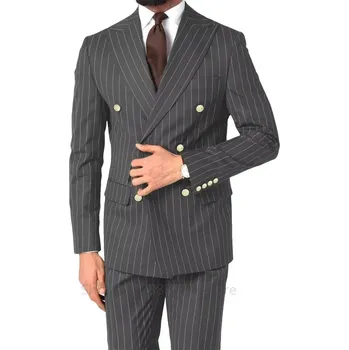 Pánský oblek Dvouvrstvý pánský oblek s proužkem pro formální události Velikost: M, Barva (Varianta): Šedá
