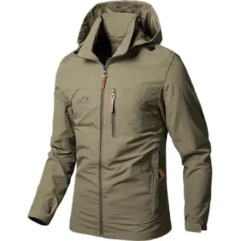 Pánský zimní kabát Pánská vojenská větrovka – kapuce, voděodolná úprava Barva: Khaki, Velikost: 3XL