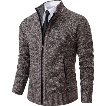 Pánský svetr Pánský pletený svetr – pohodlný kardigan na podzim Velikost: L, Barva (Varianta): 8801-Brown