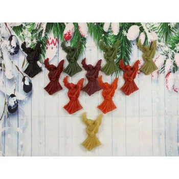 Vánoční ozdoba Ozdoba ze včelího vosku anděl loutna zelené