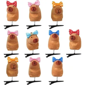 Kawaii plyšová sponka capybara mašle | vlasové doplňky - Styl 05 , 10 KS