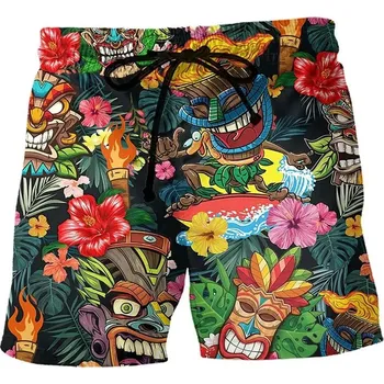 Pánské kraťasy Pánské surfařské šortky – 3D potisk, retro havajský motiv Velikost: 5XL, Barva (Varianta): Shorts-GNN10164
