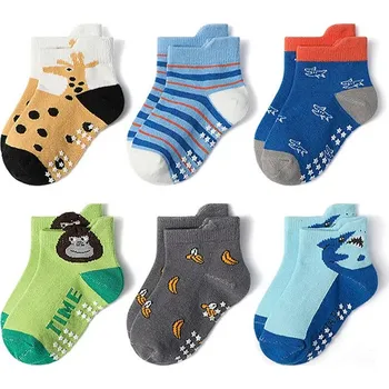 Dětské ponožky se zvířátky – 6 párů, protiskluzové Velikost: M, Barva (Varianta): 6 Pairs Style B