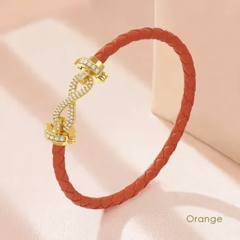 Náramek Náramek lásky s osmičkou infinity z kůže | dámský šperk - pomerančový , 17 cm